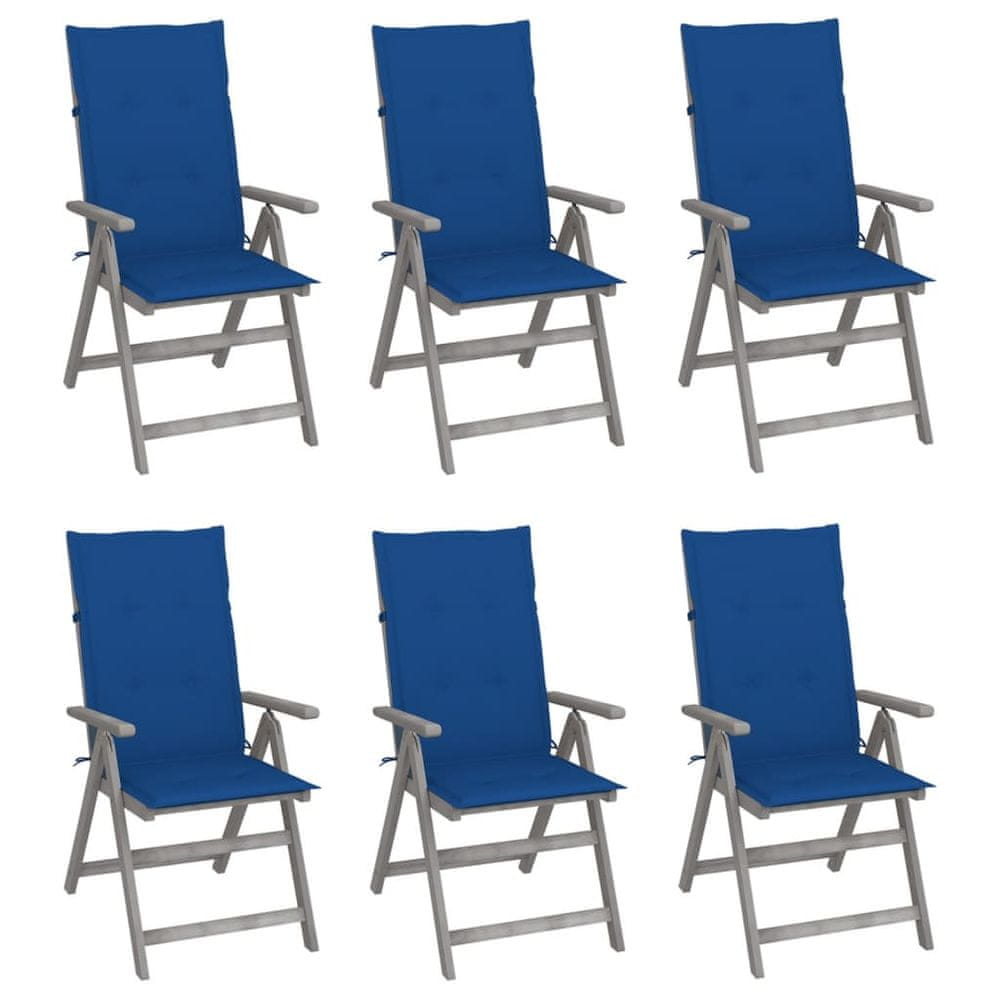 Vidaxl Záhradné sklápacie stoličky 6 ks s podložkami akáciový masív